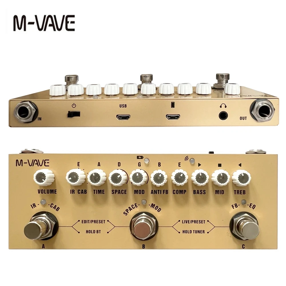 Acoustic Guitar Dreadnought - M-vave cubo bebê recarregável multi efeitos