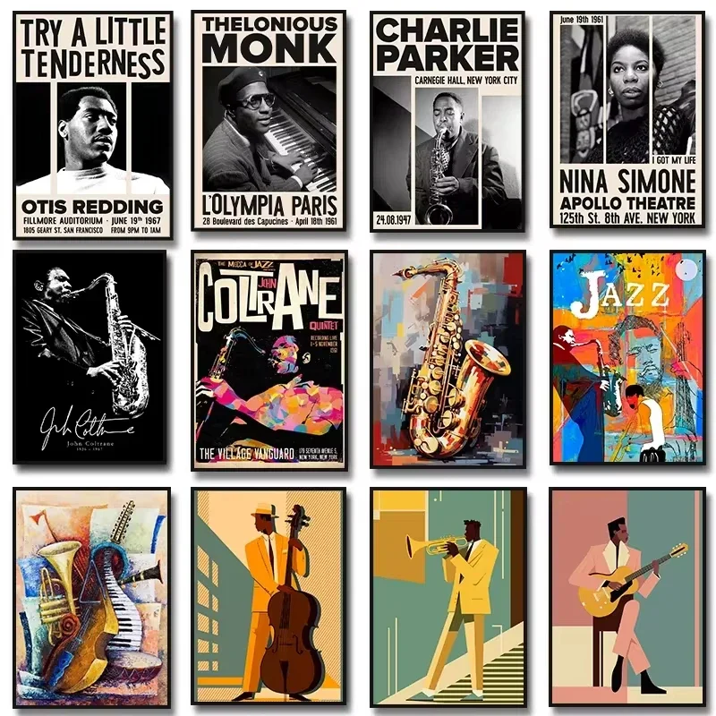 Musical Instrument Poster - Jazz música saxofone guitarra violoncelo john